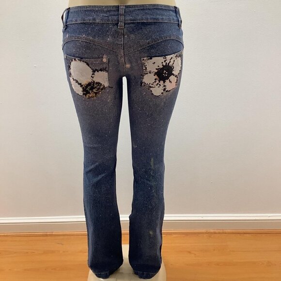 Y2K Size 5/6 Flare Hand Painted Jeans. New With Tags - Picture 1 of 4